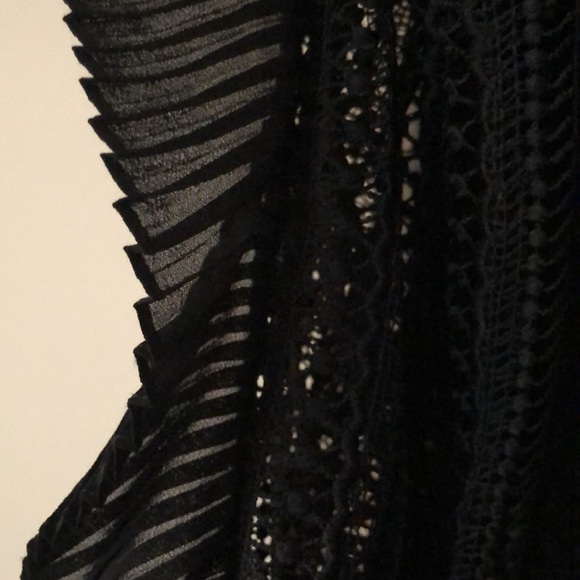 Endless Rose Black Sheer Knit Long Sleeve Top with Ruffle Size Small - Picture 7 of 9